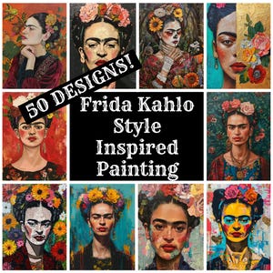 Papier do dziennika inspirowany stylem Fridy Kahlo, papier do druku Fridy Kahlo, artykuły do dziennika w stylu vintage Fridy Kahlo, wkładki do dziennika