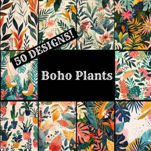 Boho Plants Journal Paper, Boho Plants Printable Paper, Vintage Boho Plants, Boho Plants Journal Supplies, Boho Plants Journal Inserts