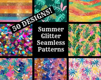 Summer Glitter Seamless Patterns: Scrapbook Paper Textures (Digital Download)