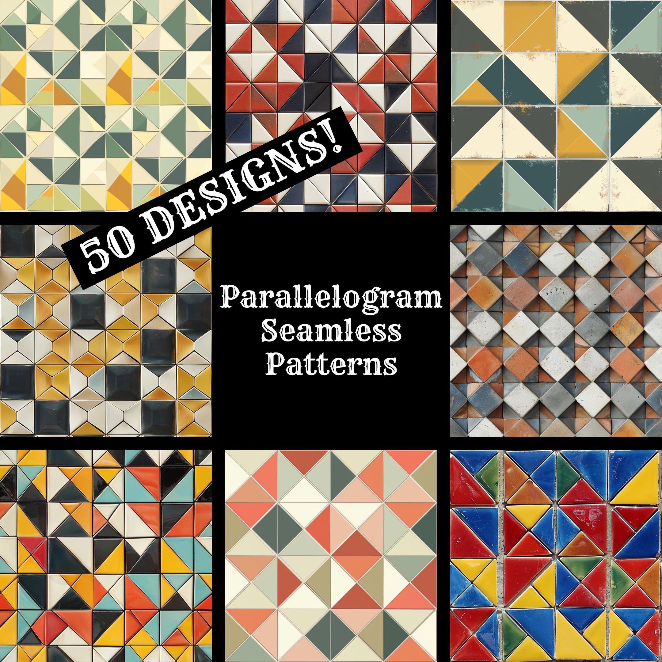 Parallelogram Seamless Pattern: 50 PNG Digital Papers (digital Download ...