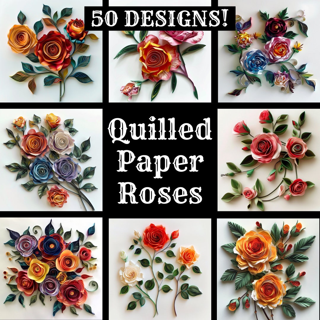 Quilled Paper Roses: High Resolution Digital Paper (PNG) - Etsy