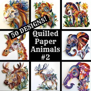 Carta per animali con quilling 2, Carta stampabile con animali con quilling, Carta per quilling, Forniture per diario con animali con quilling, Inserto per diario