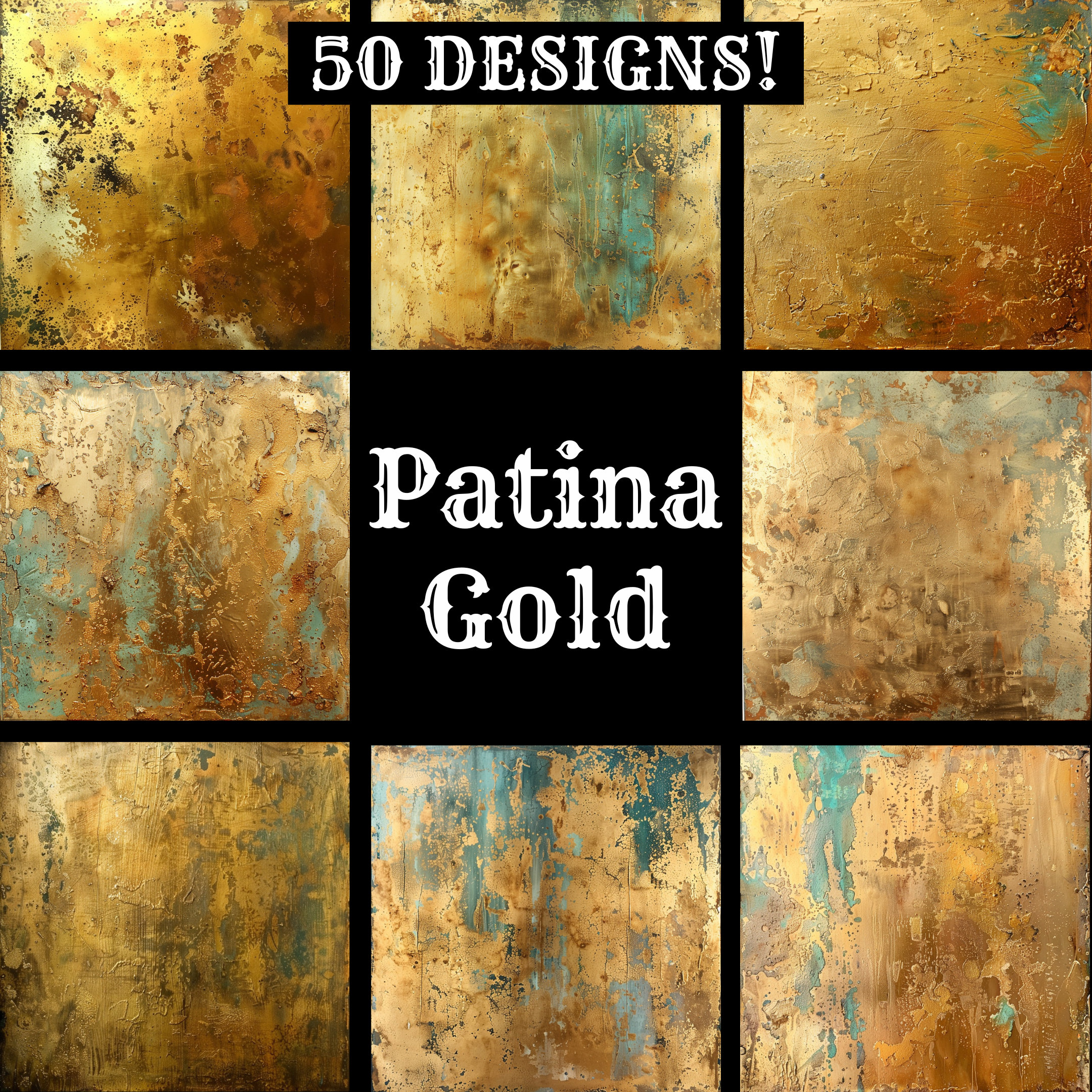 Patina Gold Paper, Patina Gold Printable Paper, Vintage Patina Gold