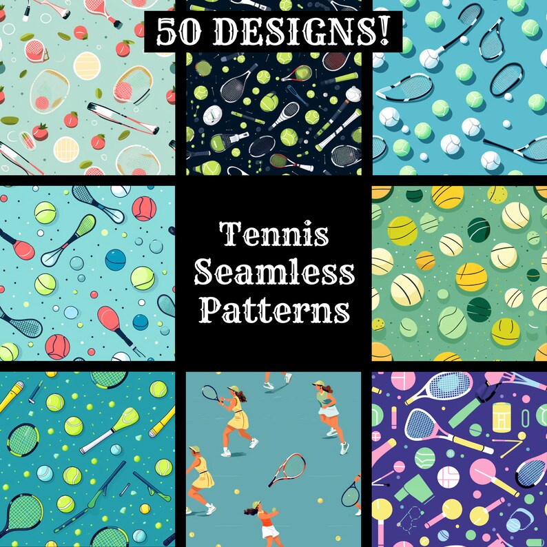 Tenis Pattern Tennis Seamless Pattern: Scrapbook Paper Textures (digital Download) - Etsy