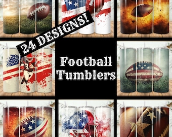 Paquete de envoltorios para vasos de fútbol: 24 diseños de sublimación (descarga digital PNG)
