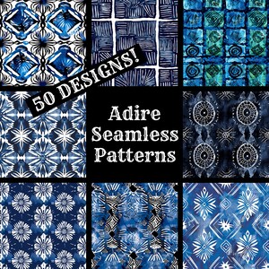a collection of blue and white seamless patterns