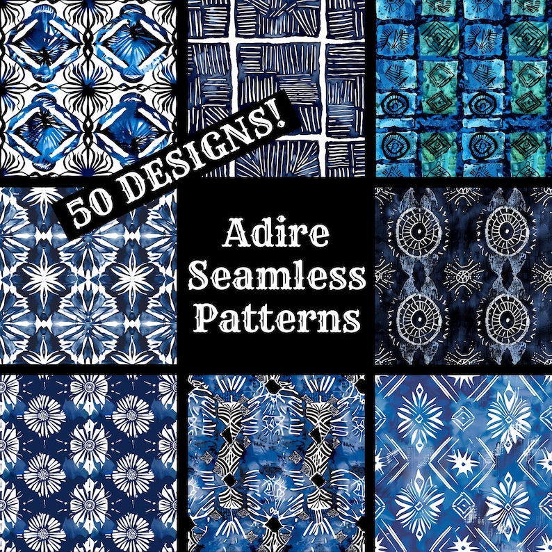 a collection of blue and white seamless patterns