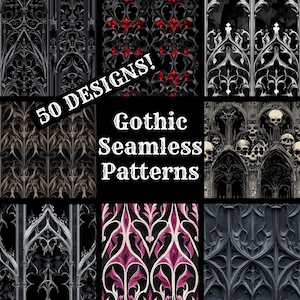 Gothic Seamless Digital Paper, Gothic Printable Scrapbook Paper Seamless Textures, Digital Instant Download
