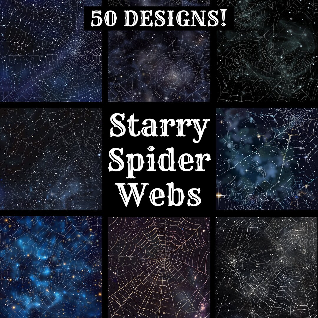 Starry Spider Webs Paper, Starry Spider Webs Printable Paper, Vintage ...