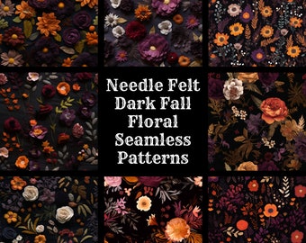 Needle Felt Floral Seamless Pattern: Dark Fall Textures (Digital Download)