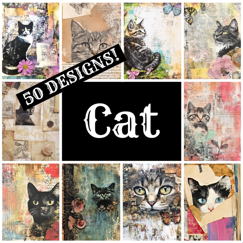a collage of cats with the words 50 designs