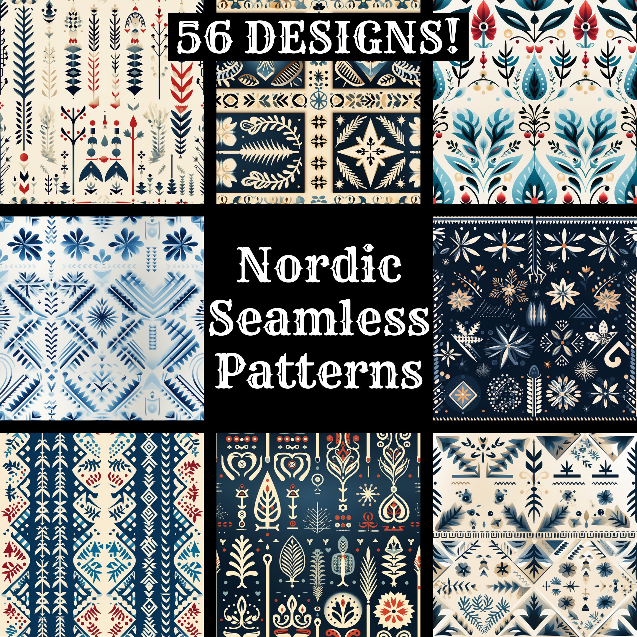 Nordic Seamless Digital Paper, Printable Scrapbook Paper Seamless ...