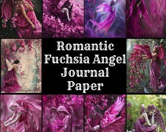Papel de diario Ángel Fucsia: Diseños románticos vintage (Descarga digital)