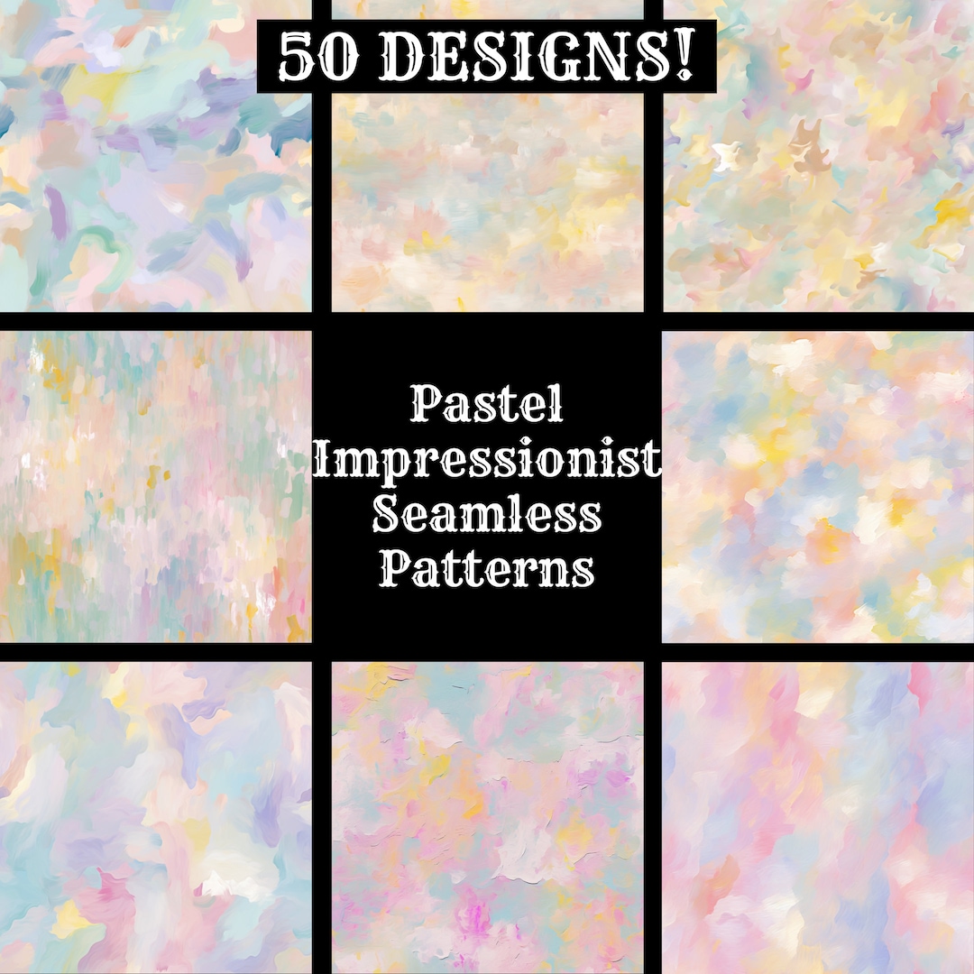 Pastel Impressionist Seamless Patterns: Scrapbook Paper (digital ...