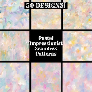 Pastelowy impresjonistyczny bezszwowy papier cyfrowy, pastelowy impresjonistyczny papier do scrapbookingu do druku bezszwowe tekstury, cyfrowe natychmiastowe pobieranie