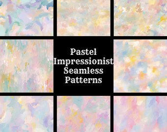 Pastel Impressionist Seamless Patterns: Scrapbook Paper (Digital Download)