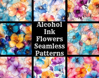 Alcohol Ink Flowers Seamless Pattern: 50 Digital Papers (Digital Download)