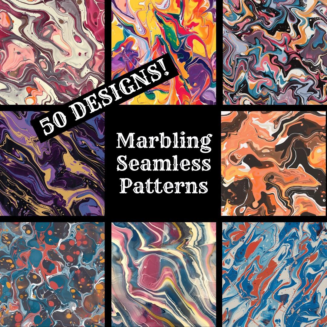 Marbling Seamless Paper Textures: 50 PNG Designs (digital Download) - Etsy