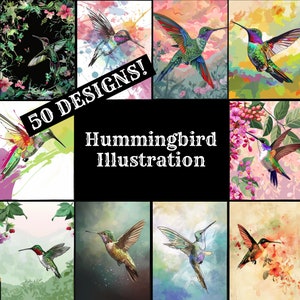 Hummingbird Illustration Journal Paper, Hummingbird Illustration Printable Paper, Vintage Hummingbird Journal Supplies, Journal Inserts