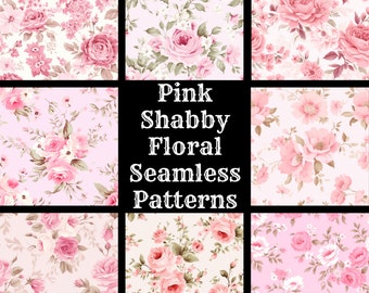 Pink Shabby Floral Seamless Digital Paper Printable Scrapbook Paper Seamless Textures Digital Instant Download Pink Shabby Floral Background