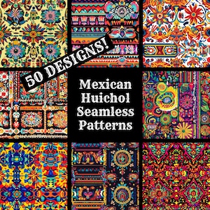 Mexikanische Huichol nahtlose digitales Papier, mexikanische Huichol druckbare Scrapbook Papier nahtlose Texturen, digitaler Sofort Download
