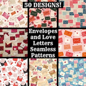 Umschläge und Liebesbriefe nahtlose digitale Papier druckbare Scrapbook Papier nahtlose Texturen digitale Sofort-Download nahtlose Liebesbriefe