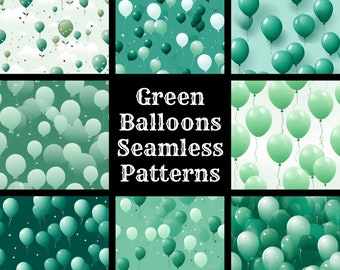 Green Balloons Seamless Pattern: Scrapbook Paper (Digital Download)