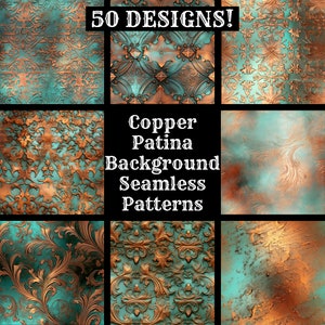 Kupfer Patina Hintergrund nahtlose digitales Papier, druckbare Scrapbook Papier nahtlose Texturen, digitale Sofort-Download Kupfer Hintergrund