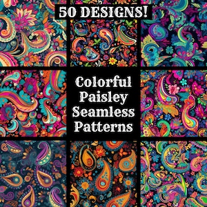 Bunte Paisley nahtlose digitales Papier, druckbare Scrapbook Papier nahtlose Texturen, digitale Sofortdownload nahtlose bunte Paisley