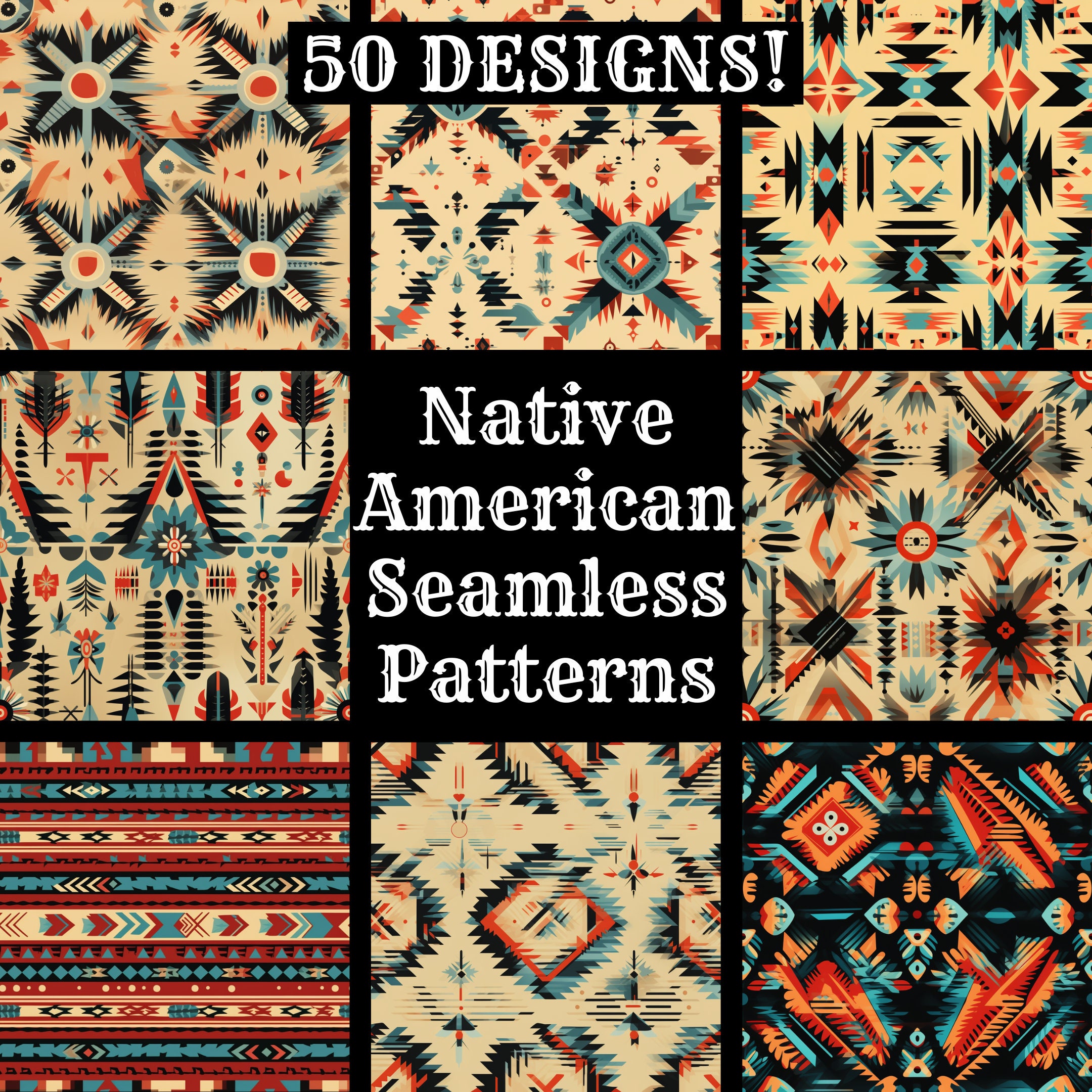 Native American Seamless Digital Paper, Printable Scrapbook Paper ...