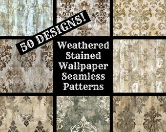 Weathered Stained Wallpaper: Seamless Textures, Printable Digital Paper (Digital Download)