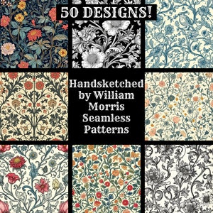 Handskizziert von William Morris Nahtloses Digital Papier, Druckbare Scrapbook Papier nahtlose Texturen, digitaler Sofort Download, handgezeichnet