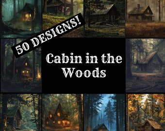 Cabin in the Woods Digital Paper: Vintage Journal Inserts (PNG, 8.5x11, 300 dpi) (Digital Download)