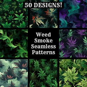 Modèle sans couture de fumée de cannabis, papier numérique PNG (téléchargement numérique)