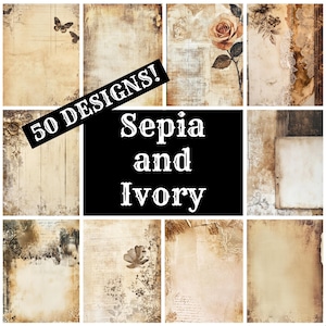 Papier journal sépia et ivoire, papier imprimable sépia et ivoire, fournitures de journal vintage, intercalaires de journal