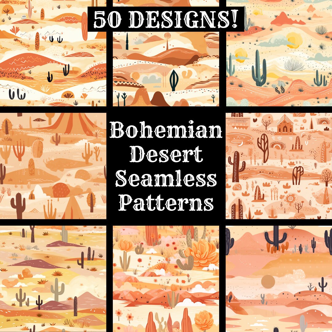 Bohemian Desert Seamless Patterns: Printable Digital Paper (digital ...