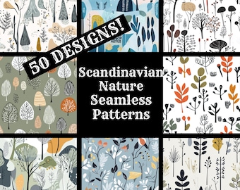 Scandinavian Nature Seamless Pattern: Scrapbook Paper (Digital Download)