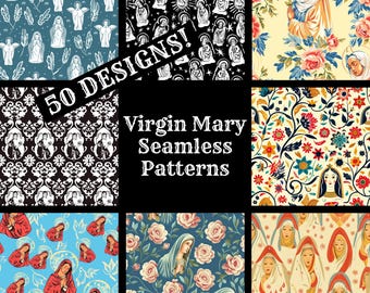 Virgin Mary Seamless Pattern: Printable Scrapbook Paper (Digital Download)