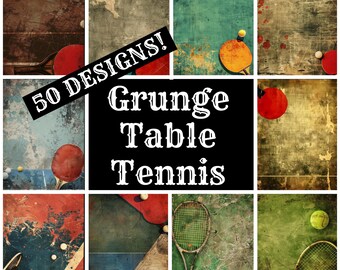 Grunge Table Tennis Digital Paper: Vintage Journal Inserts (PNG)