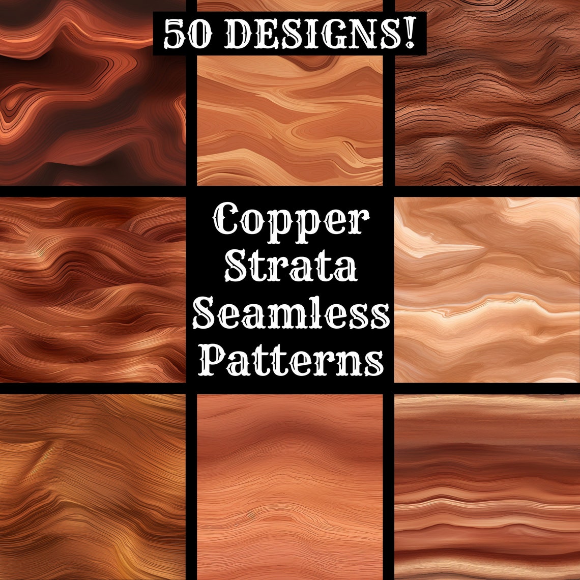 Copper Strata Seamless Patterns: Printable Scrapbook Paper (digital ...