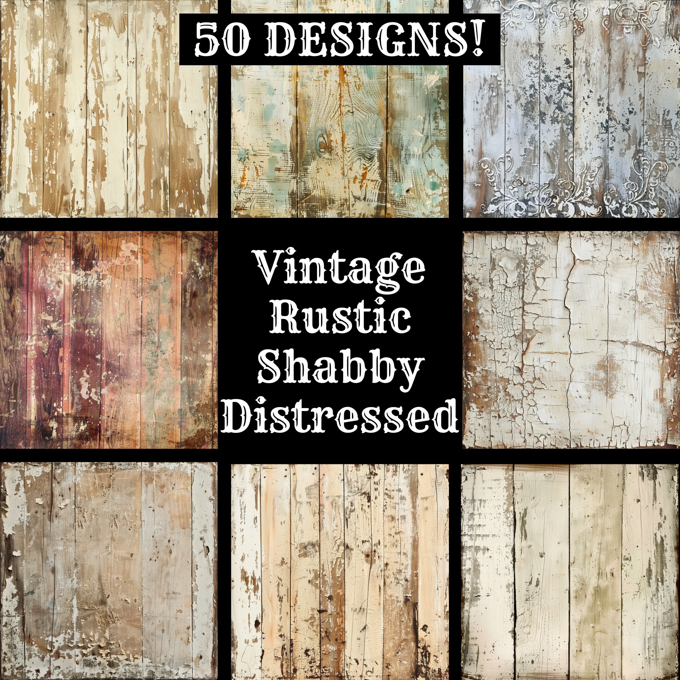 Rustic Shabby Chic Digital Paper: Vintage Textures (PNG) (digital ...