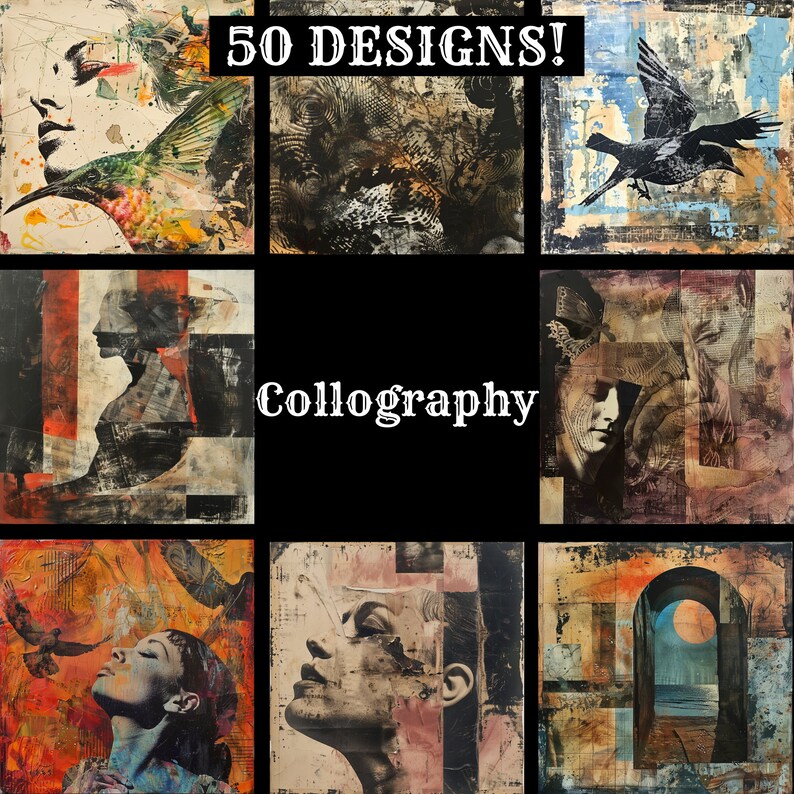 Vintage Collography Paper: High-resolution Digital Journal Inserts (PNG ...