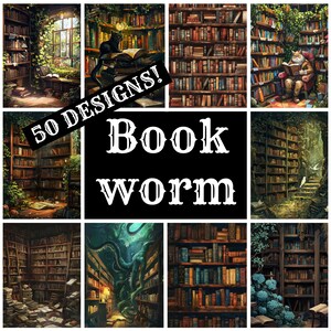 Bookworm Journal Paper, Bookworm Library Printable Paper, Vintage Journal Supplies, Journal Inserts