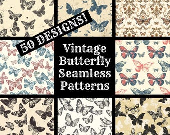 Vintage Butterfly Seamless Paper: Printable Scrapbook Textures (Digital Download)