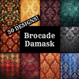 Carta da giornale Brocade Damask, carta da giornale Brocade Damask stampabile, brocade damask vintage, forniture per giornali Brocade Damask, inserti per giornali
