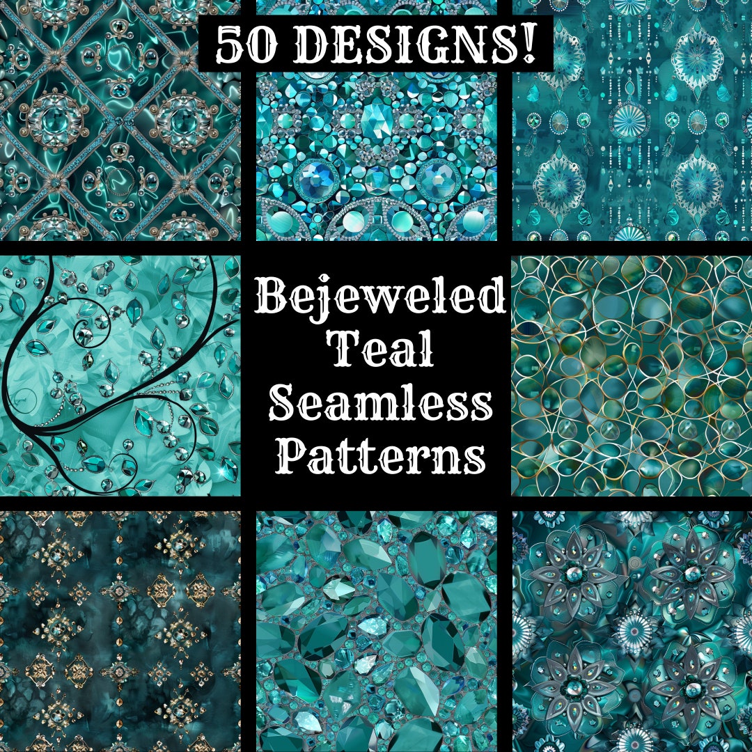 Bejeweled Teal Seamless Pattern: Scrapbook Paper (digital Download) - Etsy