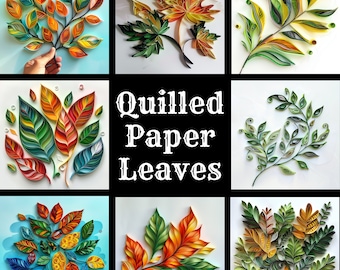 Quilled Paper Leaves: High Resolution Digital Paper (PNG)