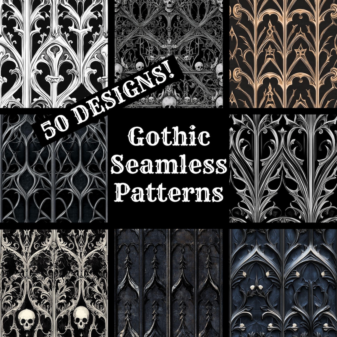 Gothic Seamless Patterns: Printable Scrapbook Paper (digital Download ...