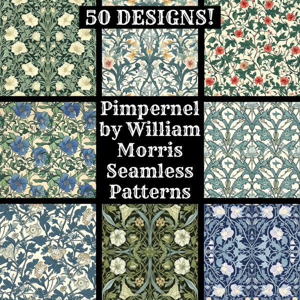 Pimpernel by William Morris Seamless Digital Paper, Printable Scrapbook Paper Seamless Textures, Digital Instant Download Pimpernel Texture