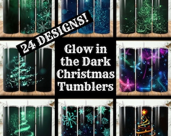 Glow in the Dark Christmas Tumbler Designs: 20oz Skinny Sublimation (Digital Download)